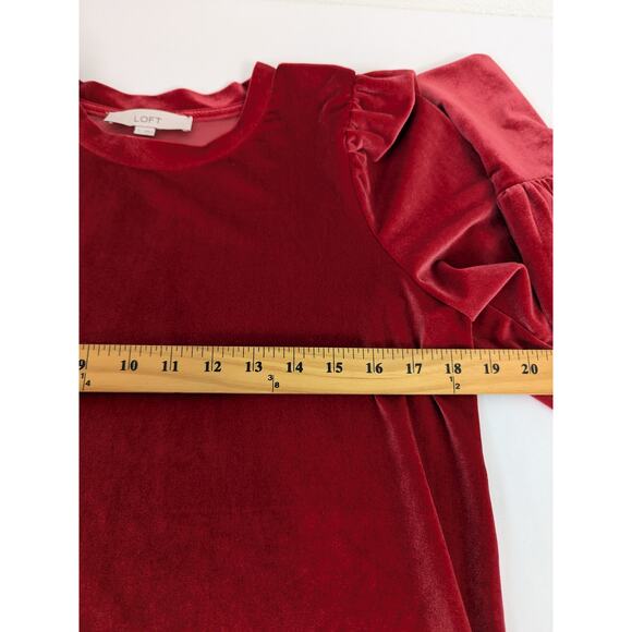 Loft Womens Velvet Long Puff Sleeve Copper Red Top Size‎ Small Office Casual - Picture 5 of 6